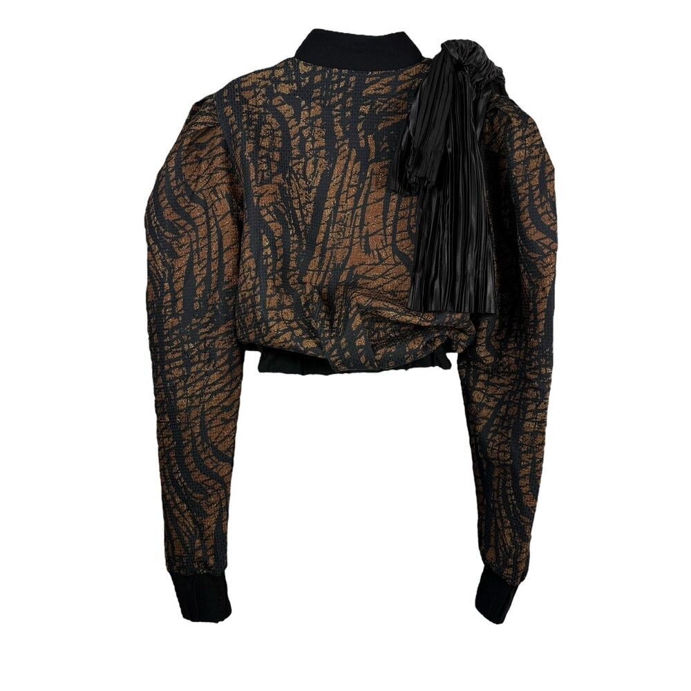 Tuba Ergin Jacket Womens Extra Small Brown Black Indie Bomber Jacket Designer - Picture 10 of 16